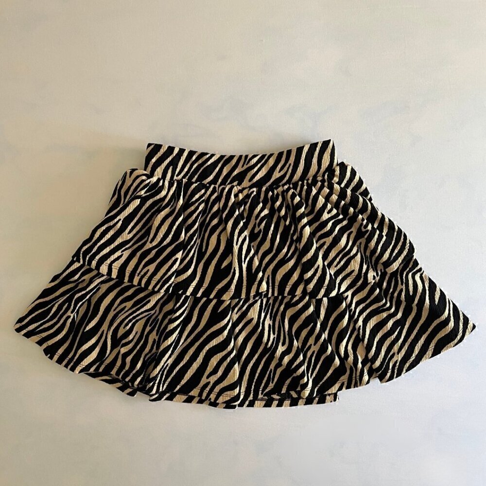 Glo Fashion London Ruffle Tiered Zebra Print Mini Skirt
